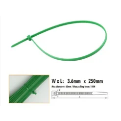 SET 30PZ FASCETTE CAVI CAVO VERDE STRINGENTI IN PLASTICA NYLON 3.6 X 250MM 92396