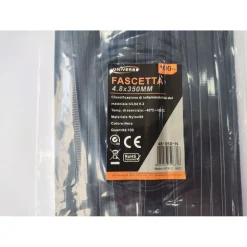 SET 100PZ FASCETTE SERRACAVO AUTOBLOCCANTI IN NYLON NERO 4.8MM X 350 MM 48-350-N