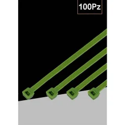 SET 100PZ FASCETTE SERRACAVO AUTOBLOCCANTI IN NYLON VERDE 4.8MM X 250MM 48-250-V
