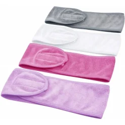 SET 2PZ FASCIA SPUGNA FERMACAPELLI FASCE TESSUTO DOCCIA STRAPPO VELCRO MAKE UP VISO