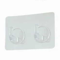 SET 2PZ GANCI ADESIVI APPENDINO DOPPIO RETTANGOLARE CASA PARETE TRASPARENTE 87758