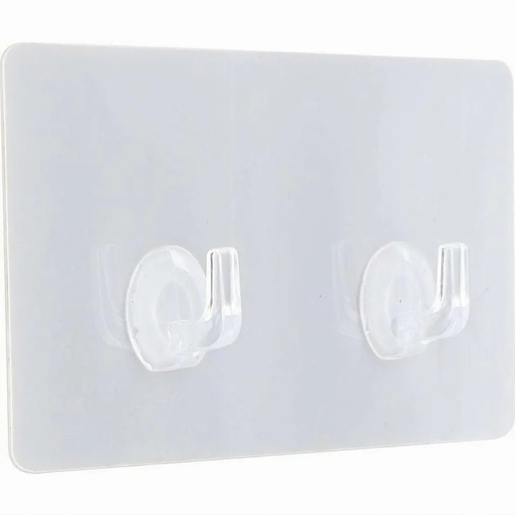 SET 2PZ GANCI ADESIVI APPENDINO DOPPIO RETTANGOLARE CASA PARETE TRASPARENTE 87758