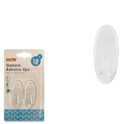 SET 2PZ GANCI APPENDINI ADESIVI PARETE CASA CUCINA BAGNO ATTACCAPANNI OVALI 87013