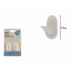 SET 2PZ GANCI APPENDINI ADESIVI BIANCO PARETE CASA CUCINA BAGNO ATTACCAPANNI 87017