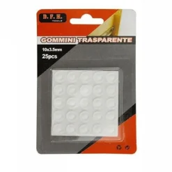 SET 25PZ GOMMINI ADESIVI PROTEZIONE PAVIMENTI TRASPARENTI ROTONDI 10X3.5MM 66093
