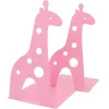 SET 2PZ GRAZIOSO FERMA LIBRI A FORMA DI GIRAFFA IN METALLO SCRIVANIA BAMBINI ROSA