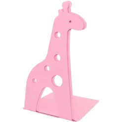 SET 2PZ GRAZIOSO FERMA LIBRI A FORMA DI GIRAFFA IN METALLO SCRIVANIA BAMBINI ROSA