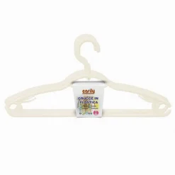 SET 3PZ GRUCCE IN PLASTICA STAMPELLE APPENDI ABITI PANTALONI GIACCHE BEIGE 79331