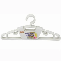 SET 5PZ GRUCCE STAMPELLE APPENDIABITO IN PLASTICA VESTITI PANTALONI BIANCO 79319