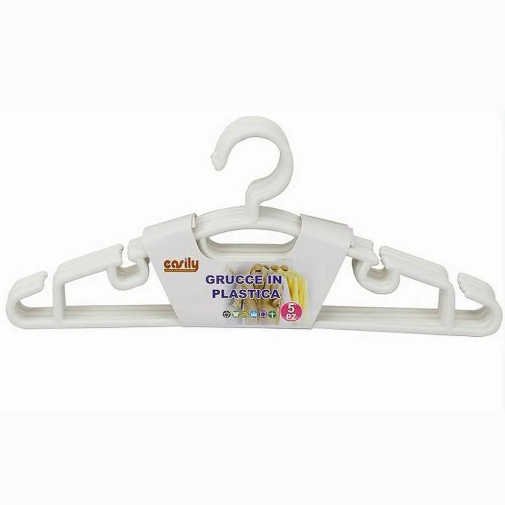 SET 5PZ GRUCCE STAMPELLE APPENDIABITO IN PLASTICA VESTITI PANTALONI BIANCO 79319