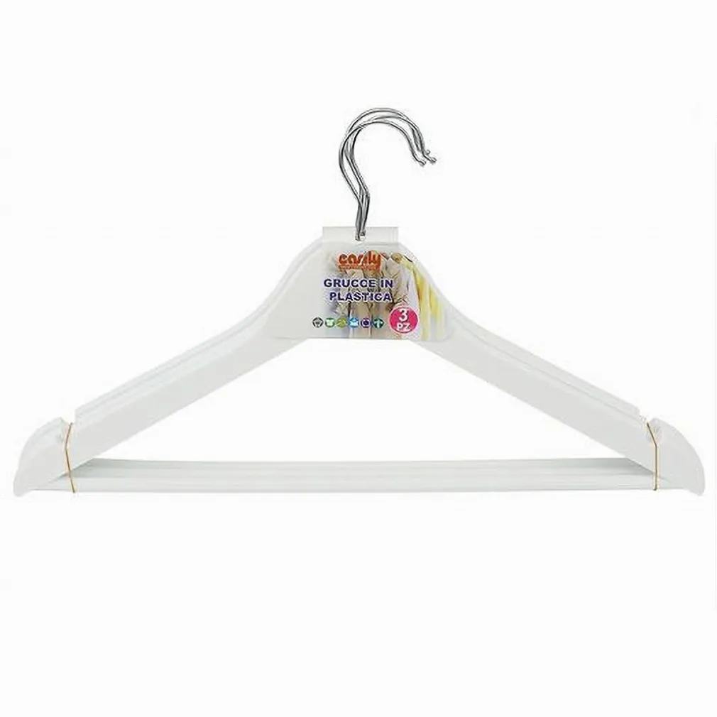 SET 3PZ GRUCCE STAMPELLE IN PLASTICA APPENDIABITI VESTITI PANTALONI BIANCO 79314