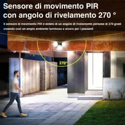 SET 2PZ LAMPADA FARO LED SOLARE FARETTO SENSORE MOVIMENTO LUCE ESTERNO GIARDINO