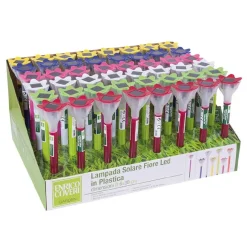 SET 48PZ LAMPADA SOLARE A FORMA DI FIORE LED IN PLASTICA 6X30CM 6 COLORI 4125012