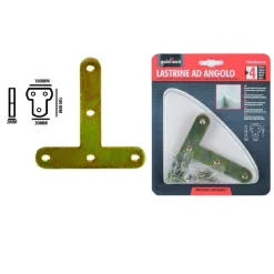 SET 4PZ LASTRINA LASTRINE AD ANGOLO FORMA T 100X20X2MM CON VITI PER MOBILI 91225
