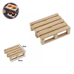 SET 2PZ MINI PALLET DI LEGNO BANCALE VASSOIO PIATTO SOTTOBICCHIERE 10X8CM 74031A