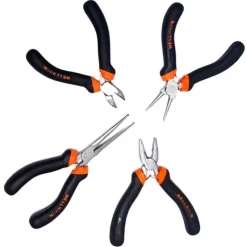 SET 4PZ MINI PINZA PER FABRO ELETTRICISTA 115 MM ACCIAIO ERGONOMICA BRICOLAGE