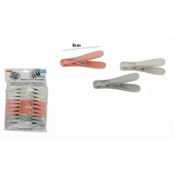 SET 24PZ MOLLETTE PLASTICA MULTIUSO 8CM PINZE BUCATO PANNI COLORI ASSORTITI 69538