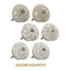 SET 2PZ POMELLI IN CERAMICA MOBILI MULTIUSO POMELLO 40MM DECORI ASSORTITI 843044