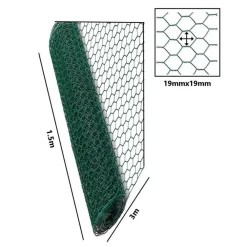 SET 3PZ RETE METALLICA PLASTIFICATA 1.5X3MT MAGLIA ESAGONALE 19MM RECINZIONE 020247