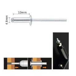 SET 14PZ RIVETTI RIVETTO 4.8X10MM ACCESSORI BRICOLAGE FERRAMENTA FAI DA TE 90820