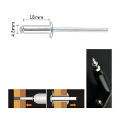 SET 11PZ RIVETTI RIVETTO 4.8X18MM ACCESSORI BRICOLAGE FERRAMENTA FAI DA TE 90823