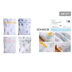 SET 2PZ SACCHETTO LAVAGGIO RETE CON CERNIERA BIANCHERIA 30X40CM A FANTASIA 58127