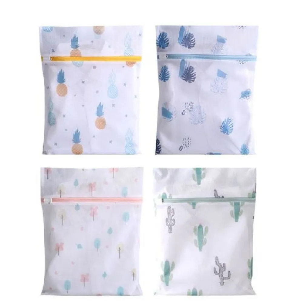 SET 2PZ SACCHETTO LAVAGGIO RETE CON CERNIERA BIANCHERIA 30X40CM A FANTASIA 58127