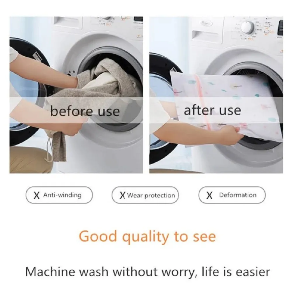 SET 2PZ SACCHETTO LAVAGGIO RETE CON CERNIERA BIANCHERIA 30X40CM A FANTASIA 58127