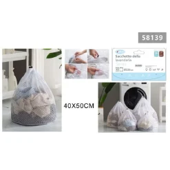 SET 2PZ SACCHETTO PER LAVANDERIA BUCATO BORSA A RETE BIANCHERIA 40 X 50 CM 58139