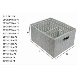 SET 21PZ SCATOLA IN TESSUTO PORTAOGGETTI ORGANIZER CON MANICI GRIGIO CHIARO 79084