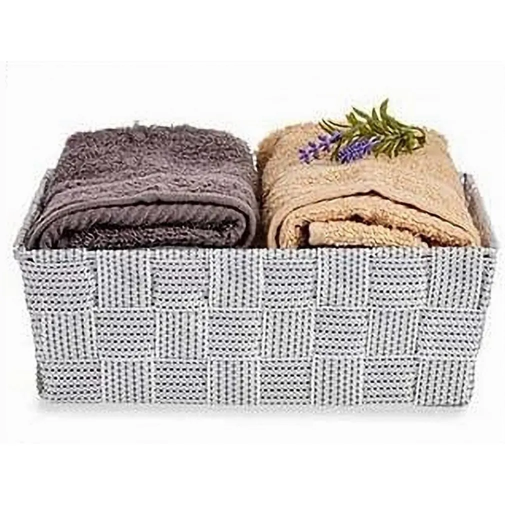 SET 3PZ SCATOLA PORTAOGGETTI TESSUTO INTRECCIATO CONTENITORI GRIGIO CHIARO 79054