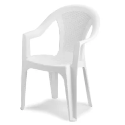 SET 4PZ SEDIA DA GIARDINO CON SCHIENALE EFFETTO RATTAN 54X56X81CM PLASTICA BIANCA 869516