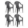 SET 4PZ SEDIA GIARDINO CON SCHIENALE EFFETTO RATTAN 54X56X81CM PLASTICA ANTRACITE 669512A