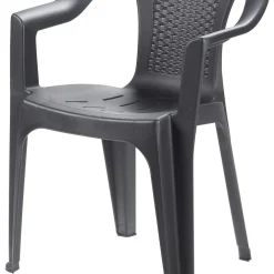 SET 4PZ SEDIA GIARDINO CON SCHIENALE EFFETTO RATTAN 54X56X81CM PLASTICA ANTRACITE 669512A