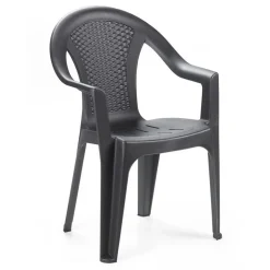 SET 4PZ SEDIA GIARDINO CON SCHIENALE EFFETTO RATTAN 54X56X81CM PLASTICA ANTRACITE 669512A