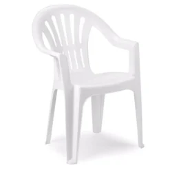 SET 2PZ SEDIA MONOBLOCCO IN PLASTICA SCHIENALE ALTO CON BRACCIOLI BIANCO GIARDINO 008938