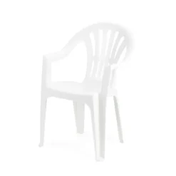 SET 2PZ SEDIA MONOBLOCCO IN PLASTICA SCHIENALE ALTO CON BRACCIOLI BIANCO GIARDINO 008938