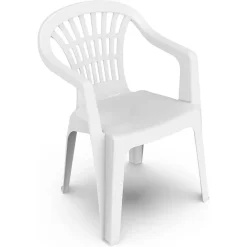 SET 6PZ SEDIA POLTRONA GIARDINO ESTERNO MONOBLOCCO IMPILABILE IN PLASTICA BIANCA 006508