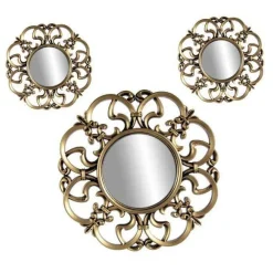 SET 3PZ SPECCHI PARETE DECORATIVI ORO BRONZO LIBERA INSTALLAZIONE 20-35CM 836893