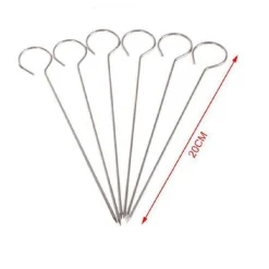 SET 10PZ SPIEDINI IN ACCIAIO INOX 20CM IMPUGNATURA UNCINO PER GRIGLIA BBQ 2406314