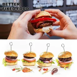 SET 10PZ SPIEDINI IN ACCIAIO INOX 20CM IMPUGNATURA UNCINO PER GRIGLIA BBQ 2406314