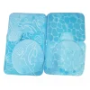 SET 4PZ TAPPETO AZZURRO BAGNO WC COPRISEDILE ANTISCIVOLO MEMORY FOARM DELFINI/SASSI