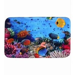 SET 3PZ TAPPETO TAPPETINI TESSUTO ARREDO BAGNO ANTISCIVOLO FANTASIA MARINA 79444