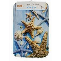 SET 3PZ TAPPETO TAPPETINI TESSUTO ARREDO BAGNO ANTISCIVOLO FANTASIA MARINA 79444