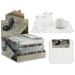 SET 2PZ TAPPETO TAPPETINO LAVELLO SCOLAPIATTI TRASPARENTE 32X32X1CM SILICONE CUCINA