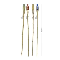 SET 12PZ TORCIA IN BAMBÙ 120CM COLORATE GIARDINO VIALETTI DECORAZIONE ESTERNA 016946
