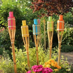 SET 12PZ TORCIA IN BAMBÙ 120CM COLORATE GIARDINO VIALETTI DECORAZIONE ESTERNA 016946