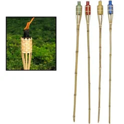 SET 12PZ TORCIA IN BAMBÙ 120CM COLORATE GIARDINO VIALETTI DECORAZIONE ESTERNA 016946
