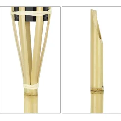 SET 12PZ TORCIA IN BAMBÙ NATURALE 150CM DA GIARDINO PER ESTERNI CON STOPPINO 020097 02335
