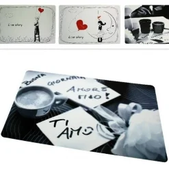 SET 3PZ TOVAGLIETTA COLAZIONE CON 2 SOTTOTAZZE SAN VALENTINO LOVE CUORE 4 MODELLI